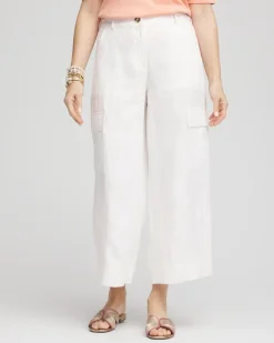 Linen Cargo Wide-Leg Cropped Pants