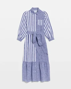 Linen-Cotton Striped Shirtdress