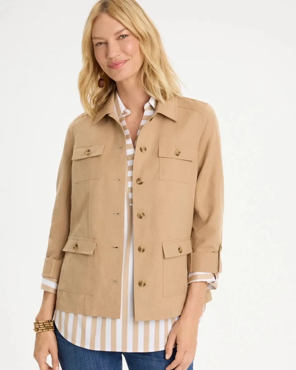 Linen-Cotton Utility Field Shacket