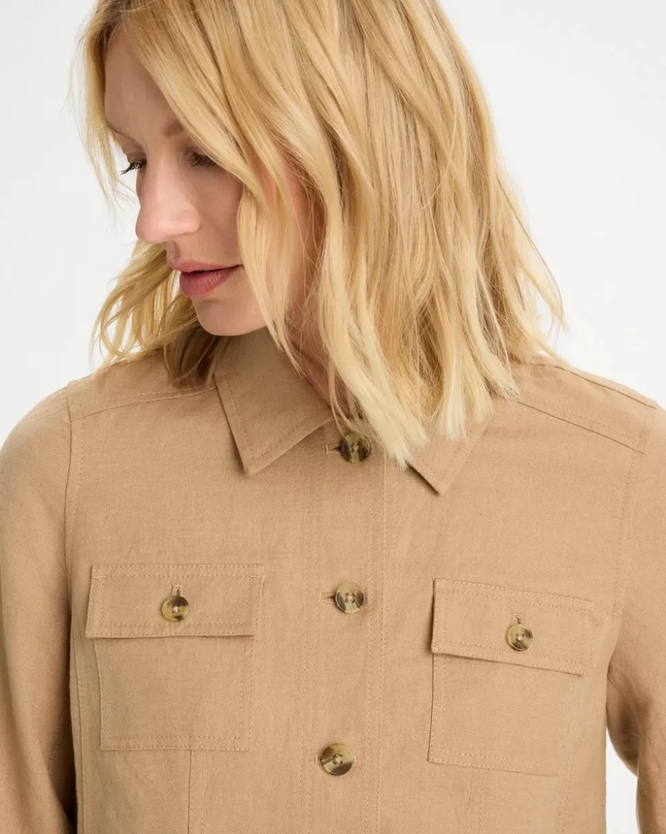 Linen-Cotton Utility Field Shacket