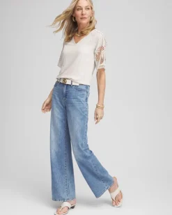 Linen Crochet Lace Short Sleeve Tee