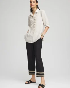 Linen Elastic Waist Cropped Pants