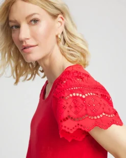 Linen Embroidered Lace Tee