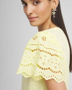 Linen Embroidered Lace Tee
