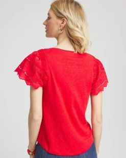 Linen Embroidered Lace Tee