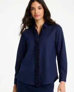 Linen Flower Embellished Blouse
