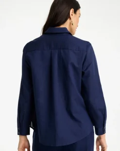 Linen Flower Embellished Blouse