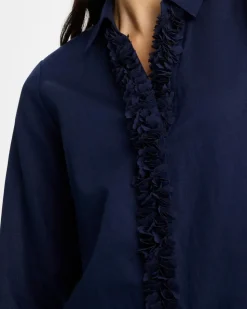 Linen Flower Embellished Blouse