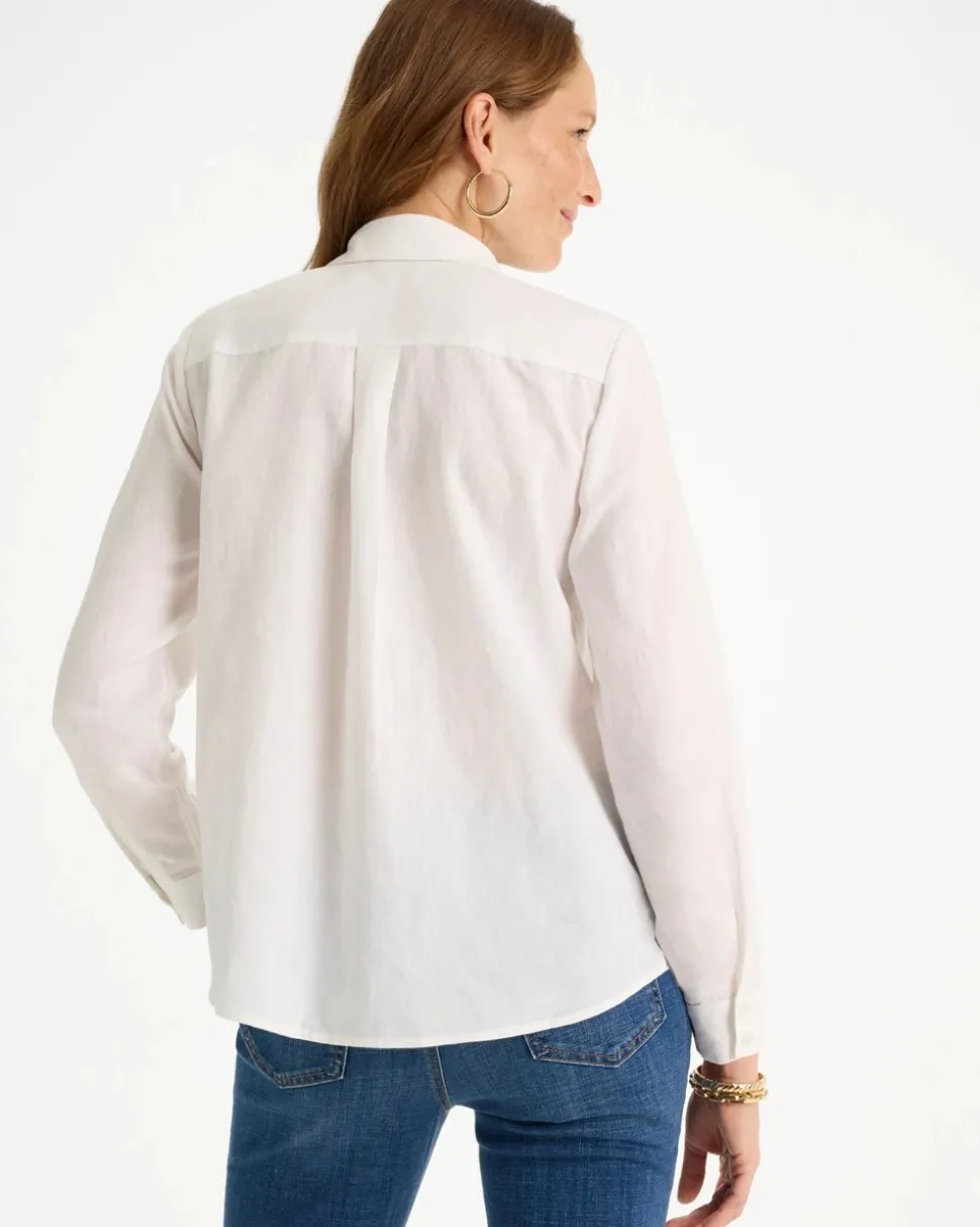 Linen Flower Embellished Blouse