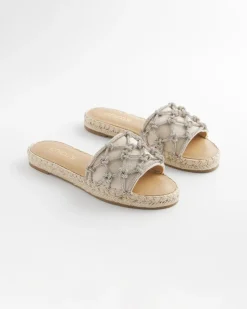 Linen Knotted Espadrille Slides