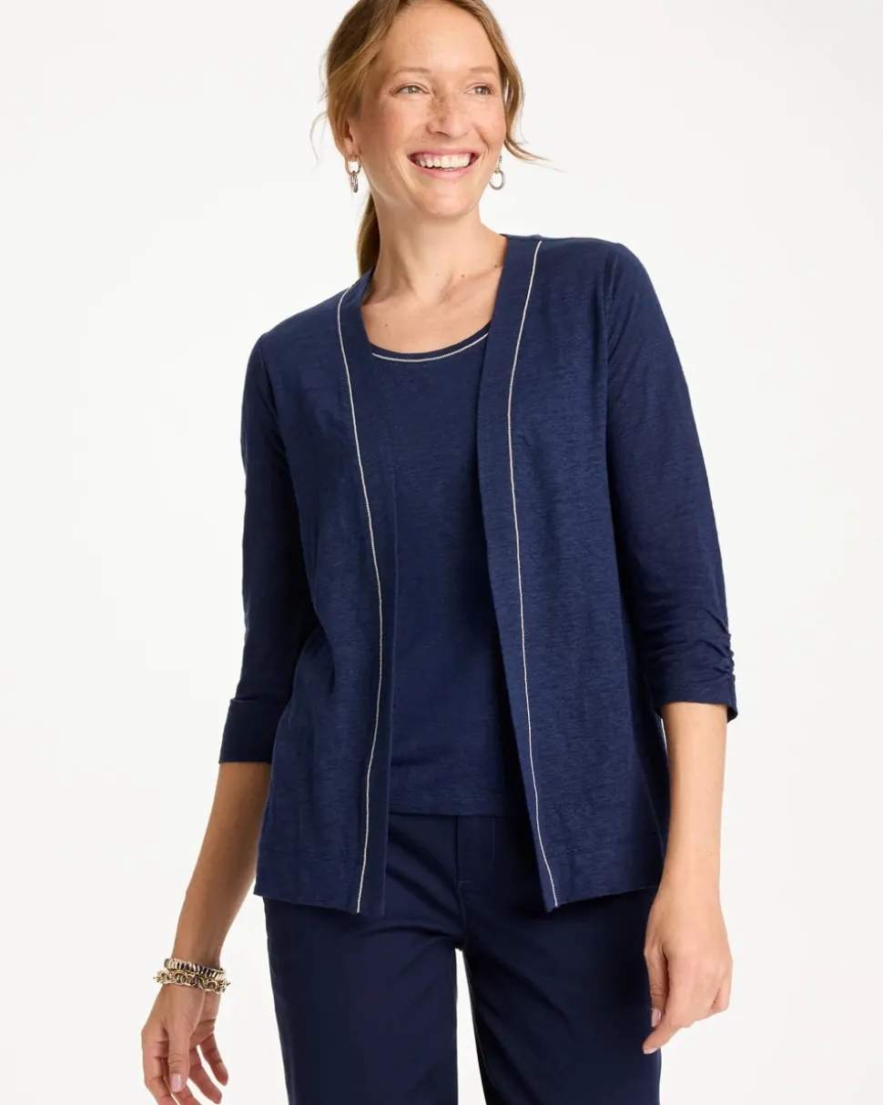 Linen Open Front Cardigan