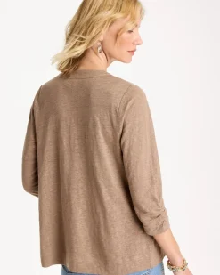 Linen Open Front Cardigan
