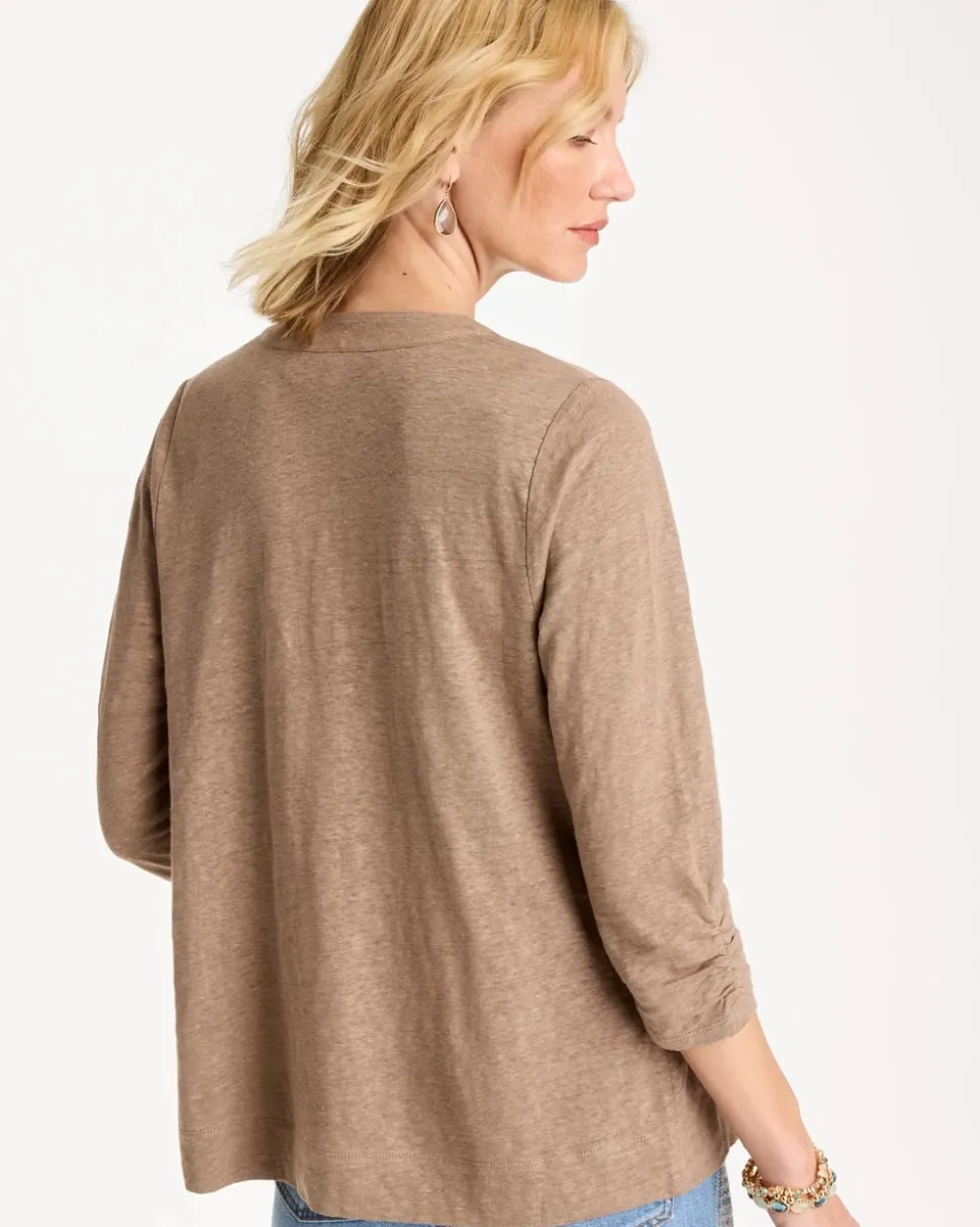 Linen Open Front Cardigan