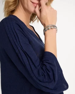 Linen Pleated Pintuck Tee
