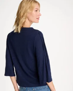 Linen Pleated Pintuck Tee