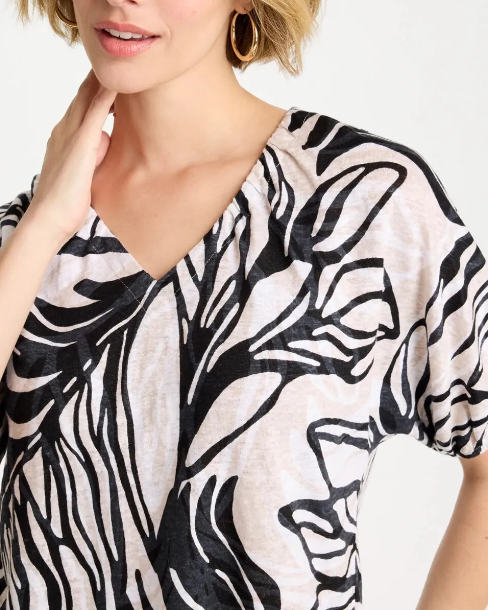 Linen Ruched Palm Tee