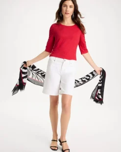Linen Ruched Sleeve Tee