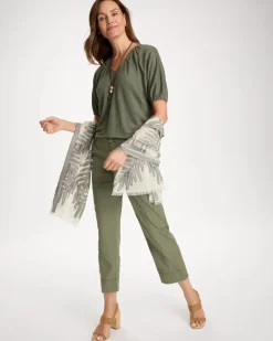 Linen Ruched V-Neck Tee