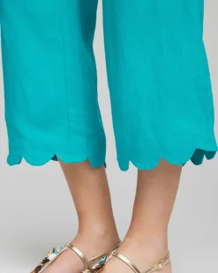 Linen Scallop Hem Crop Pants