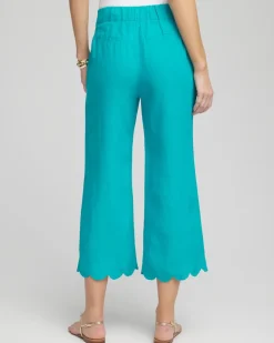 Linen Scallop Hem Crop Pants