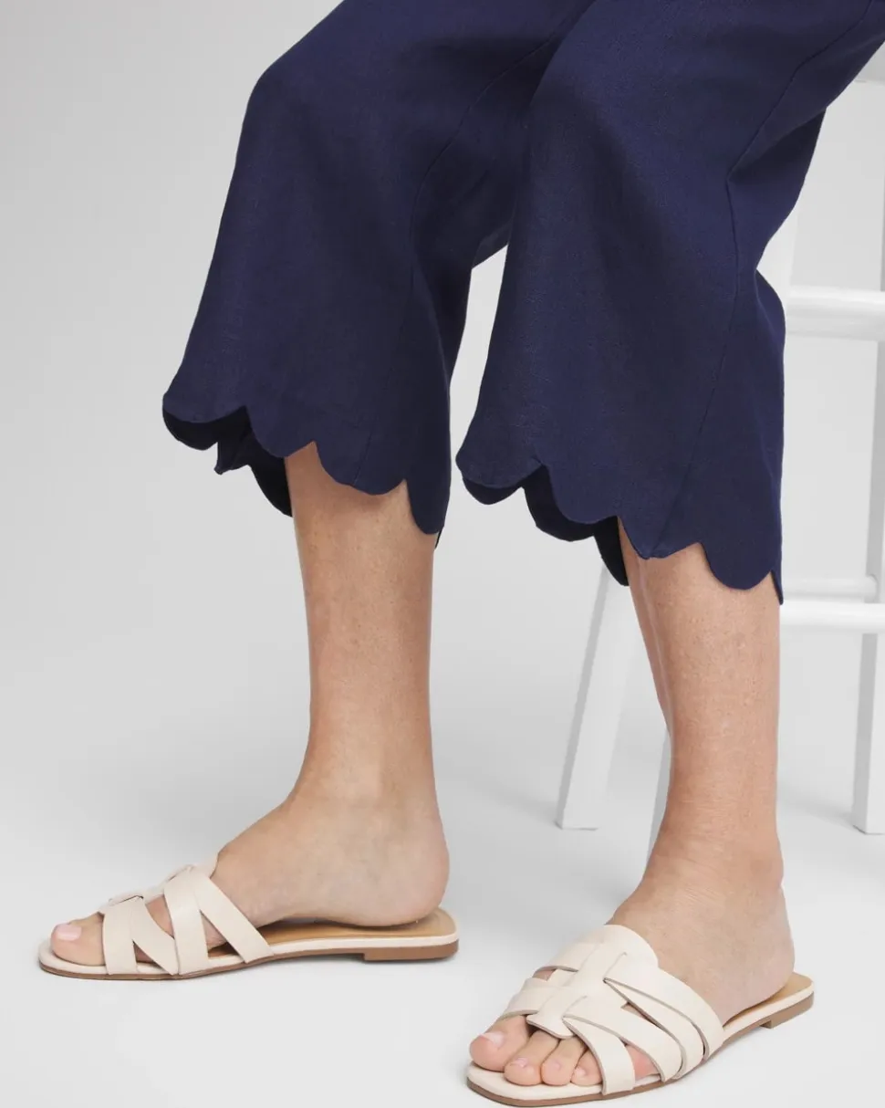Linen Scallop Hem Crop Pants