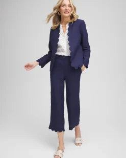 Linen Scallop Hem Crop Pants