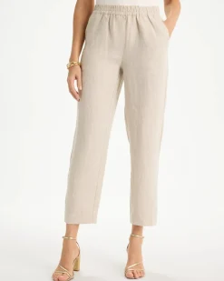 Linen Straight Tapered Ankle Pants