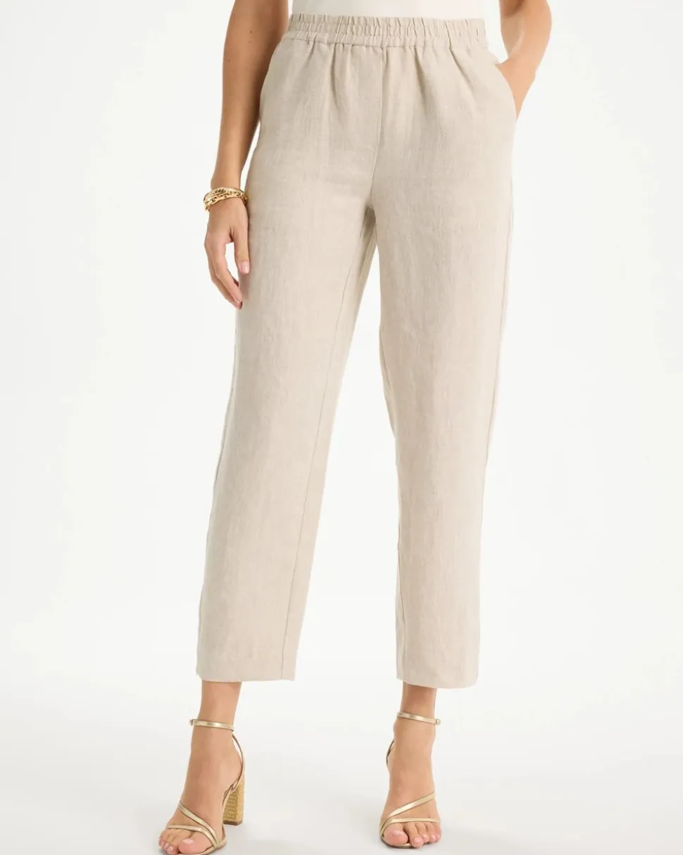 Linen Straight Tapered Ankle Pants