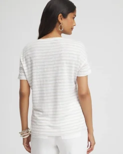Linen Stripe Sweater Trim Tee
