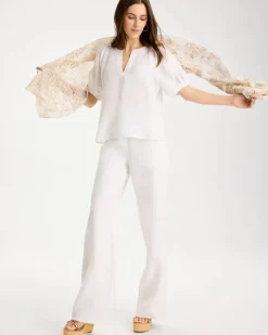 Linen Trapunto Popover Top