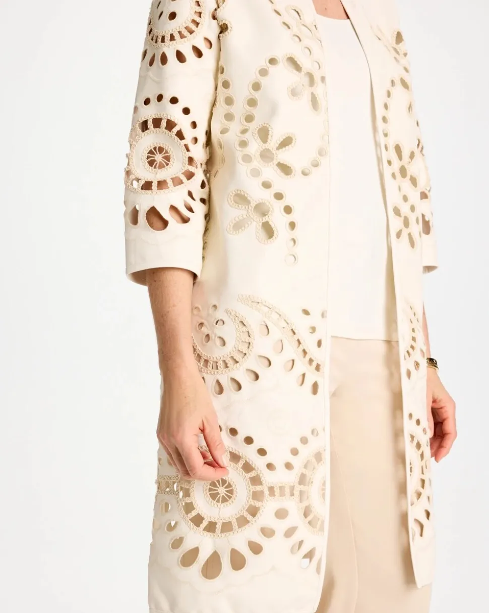 Long Faux Leather Kimono