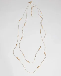 Long Faux-Pearl and Goldtone Double-Strand Necklace