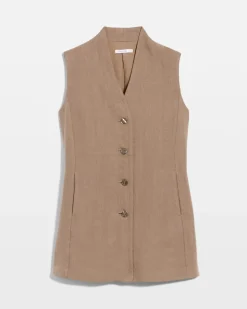 Long Linen Sleeveless Vest