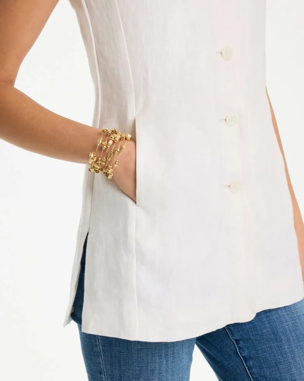 Long Linen Sleeveless Vest