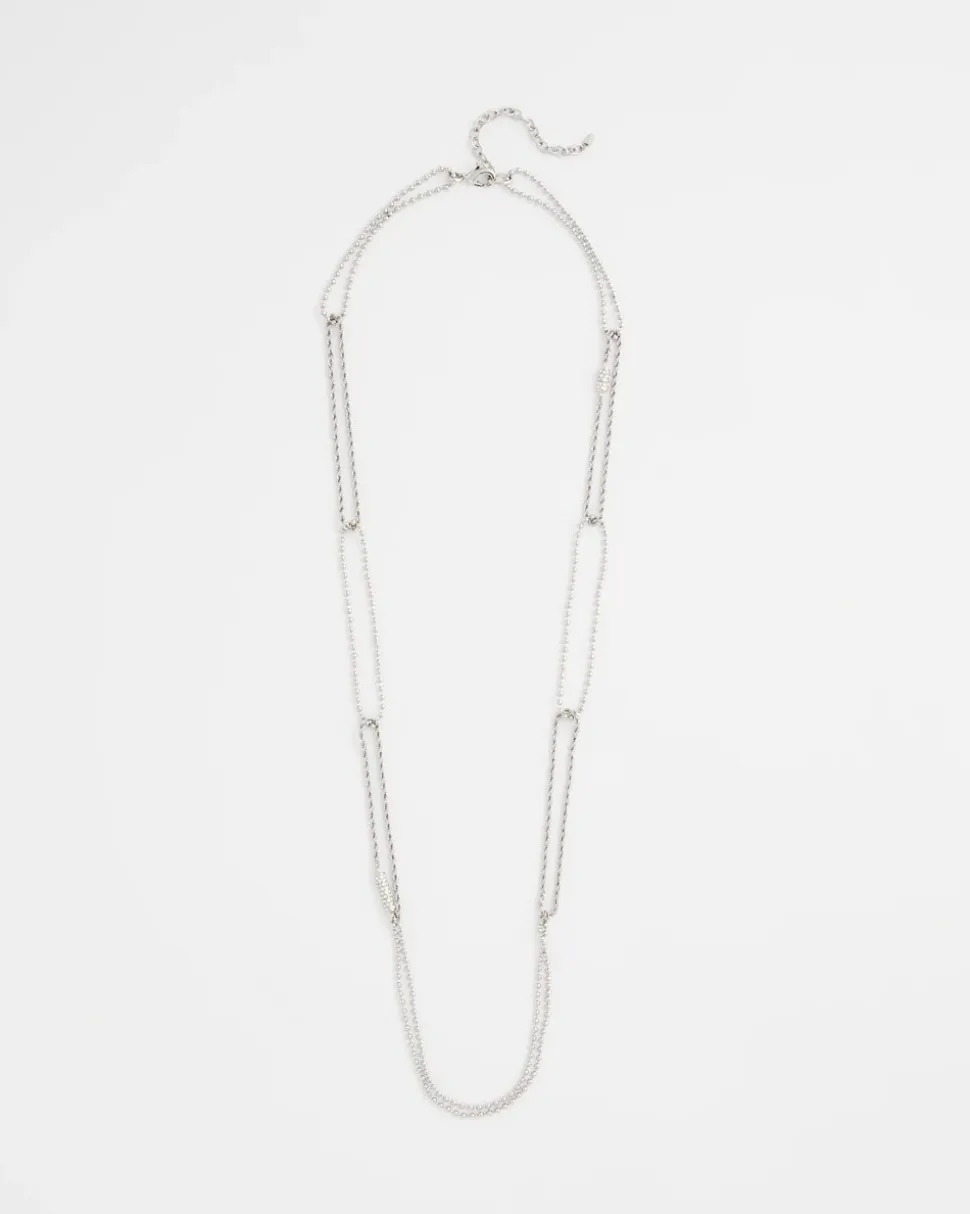 Long Silver Ball Chain Single Strand