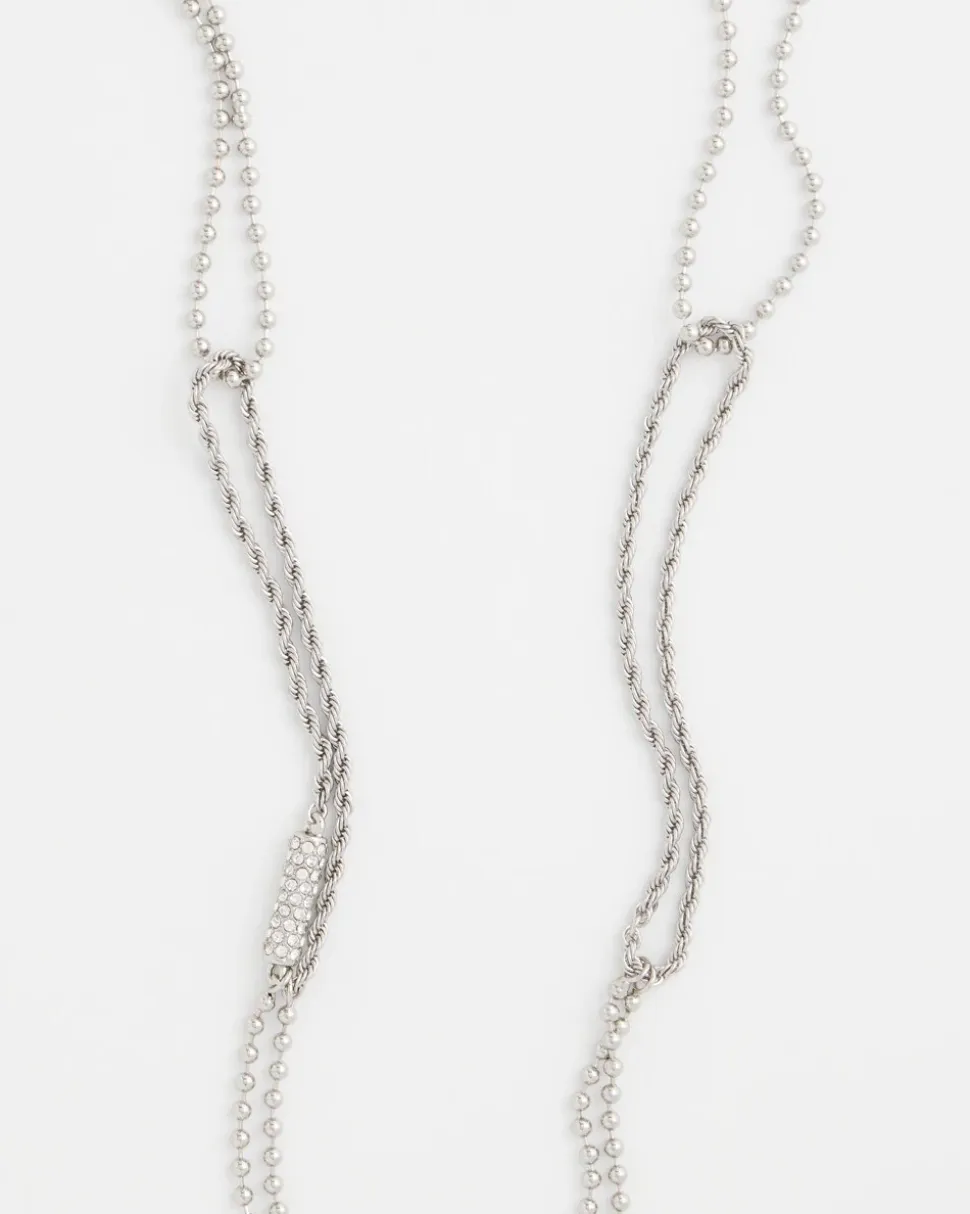 Long Silver Ball Chain Single Strand