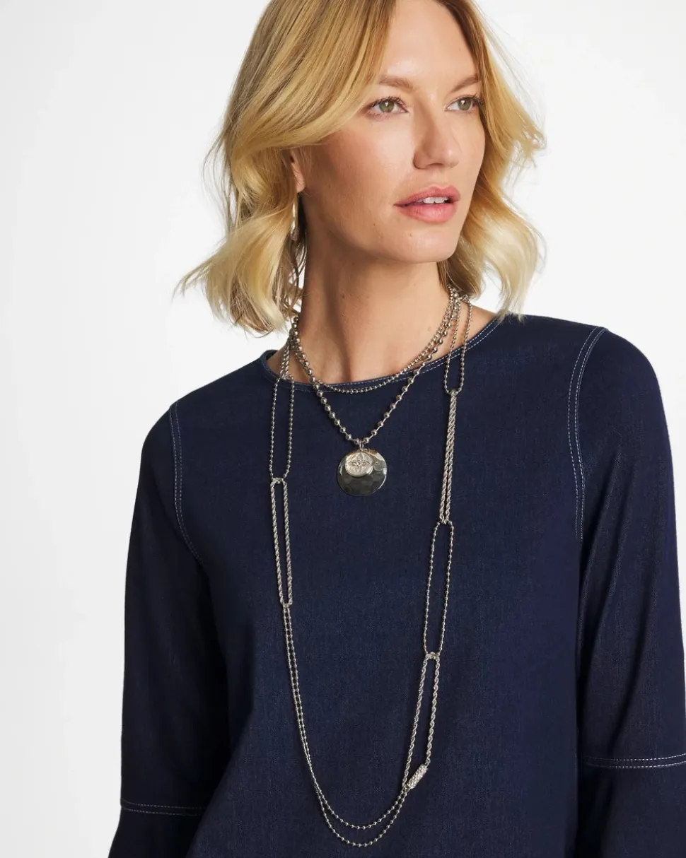 Long Silver Ball Chain Single Strand