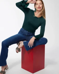 Lurex Pleat Sleeve Pullover Sweater