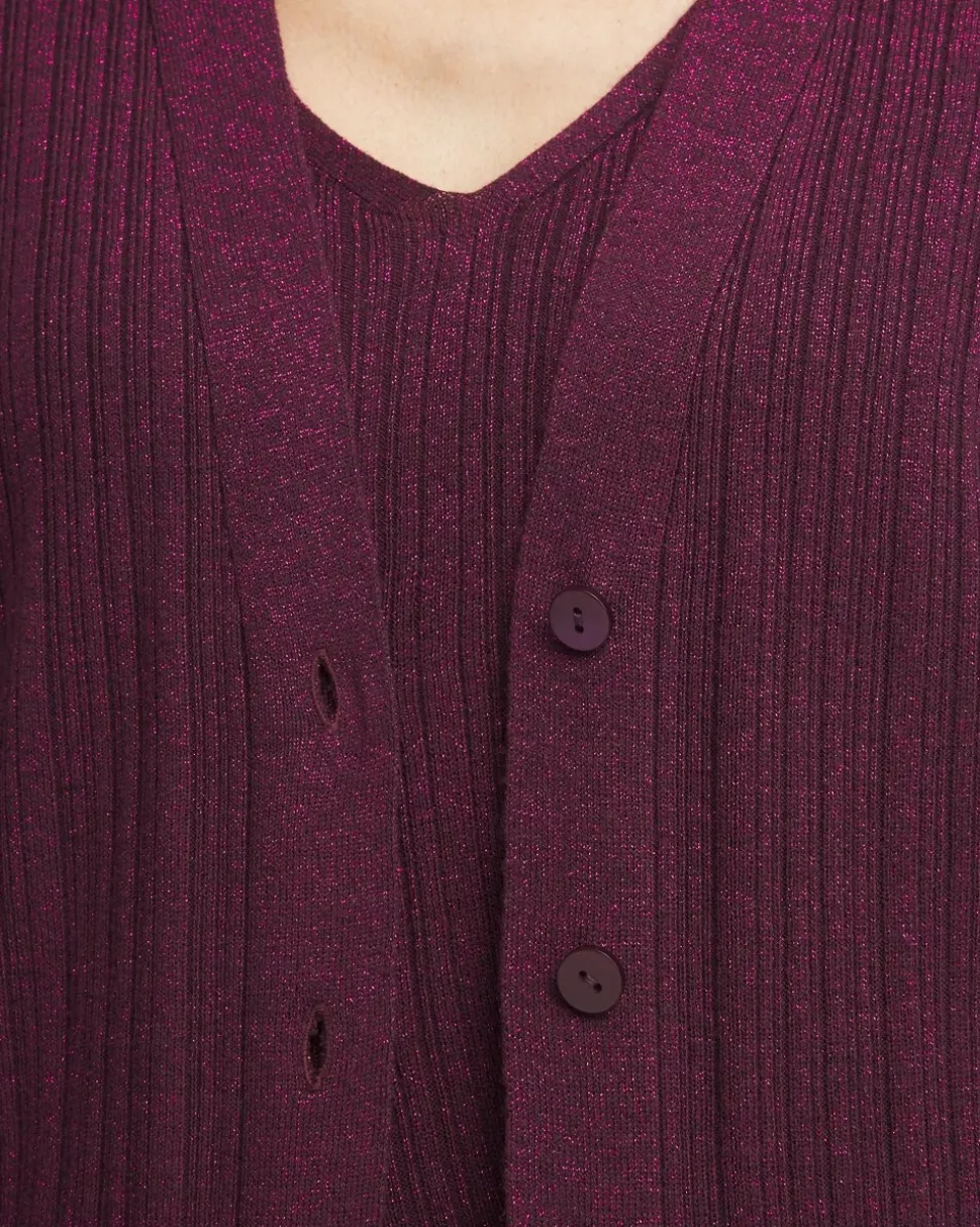 Lurex Ribbed Cardigan