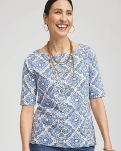 Medallion Pima Bateau-Neck Tee