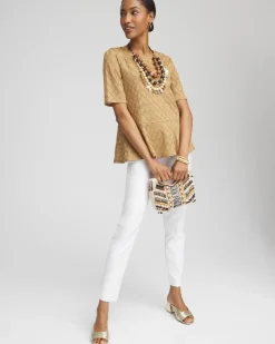 Metallic Crochet-Lace Peplum Tee