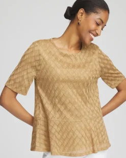 Metallic Crochet-Lace Peplum Tee
