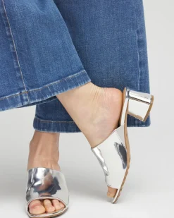 Metallic Faux Leather Mules