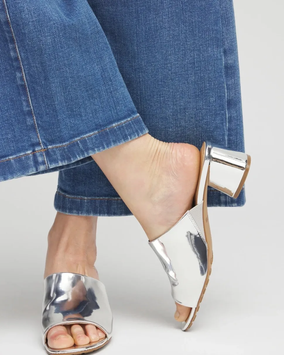 Metallic Faux Leather Mules