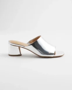 Metallic Faux Leather Mules