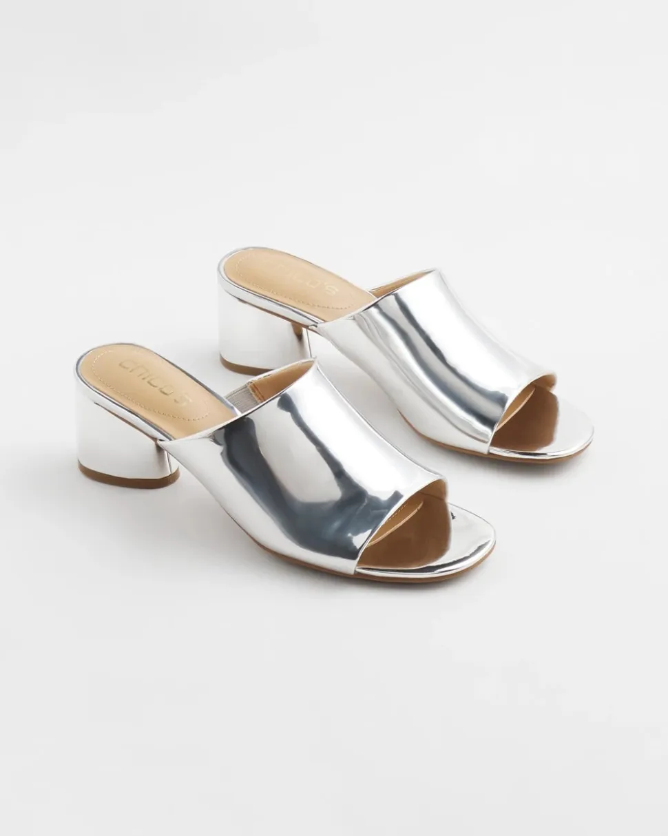Metallic Faux Leather Mules