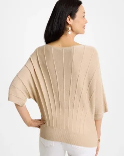 Metallic Pleated Dolman Pullover Sweater