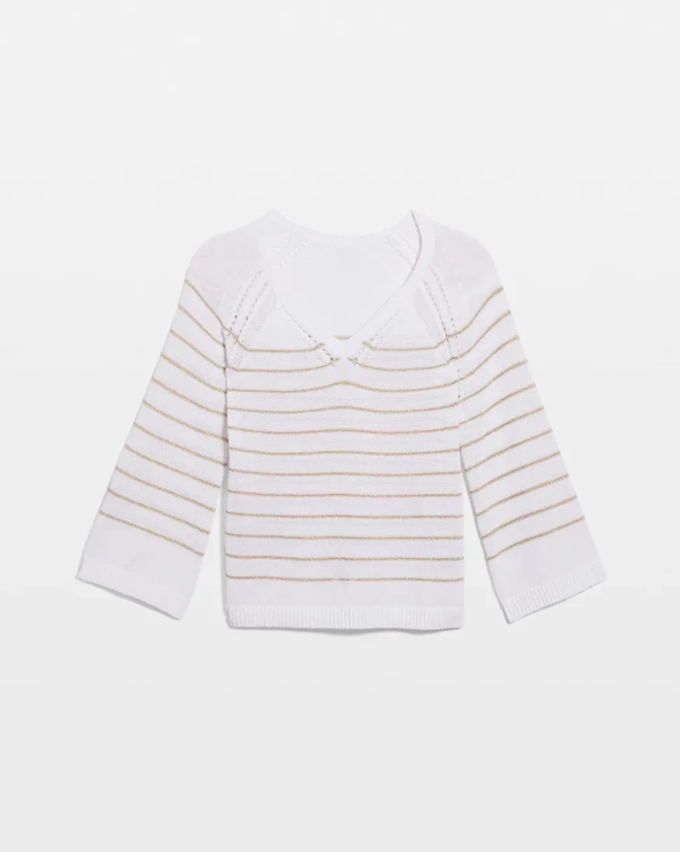 Metallic Striped Pullover Sweater