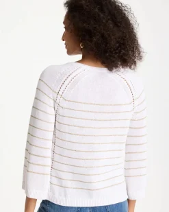 Metallic Striped Pullover Sweater