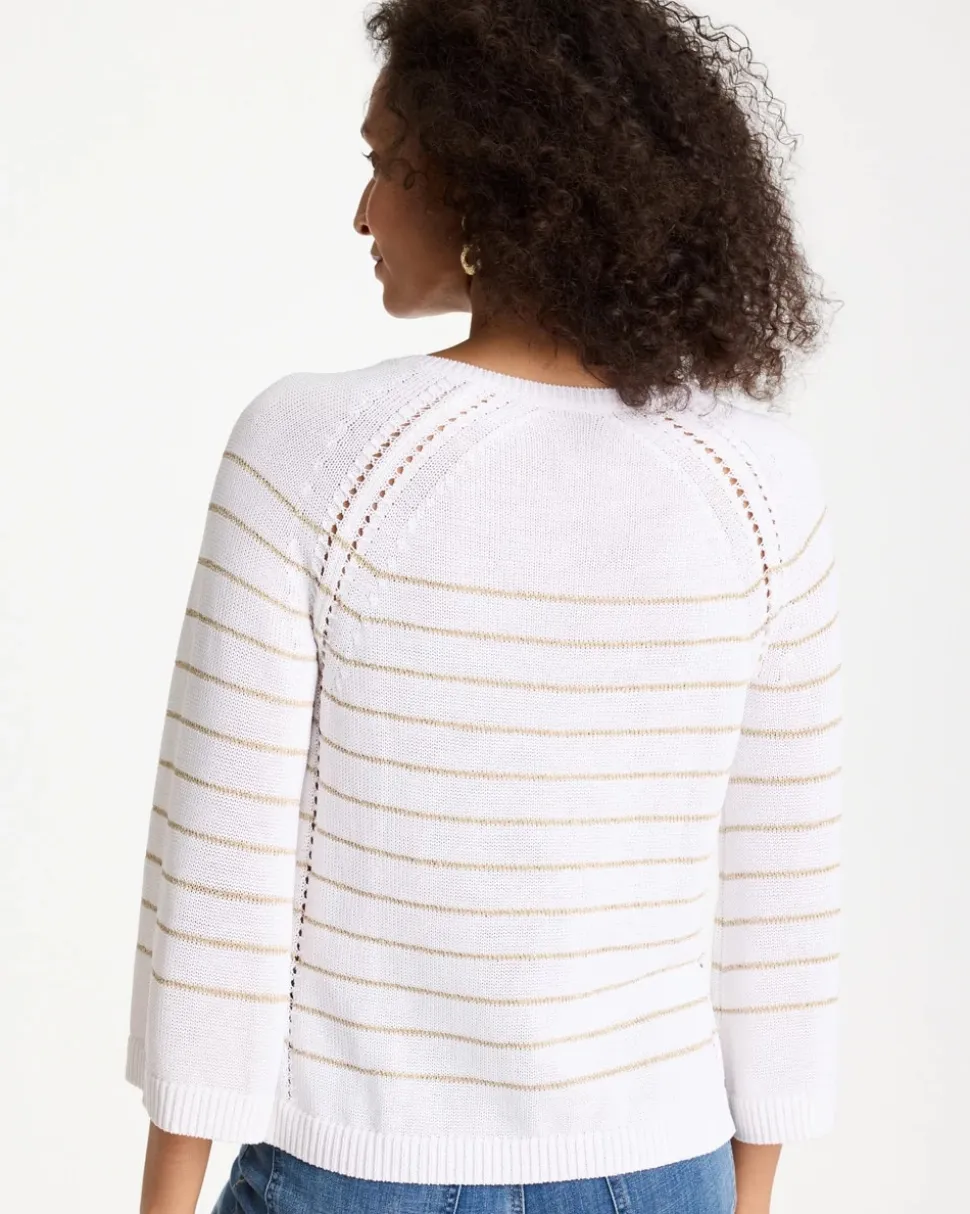 Metallic Striped Pullover Sweater